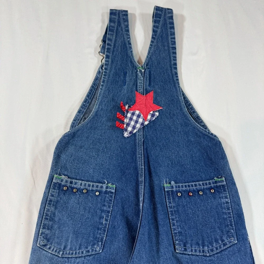 Vintage OshKosh B'gosh Little Editions Denim Patchwork Overalls Size 7 USA Made